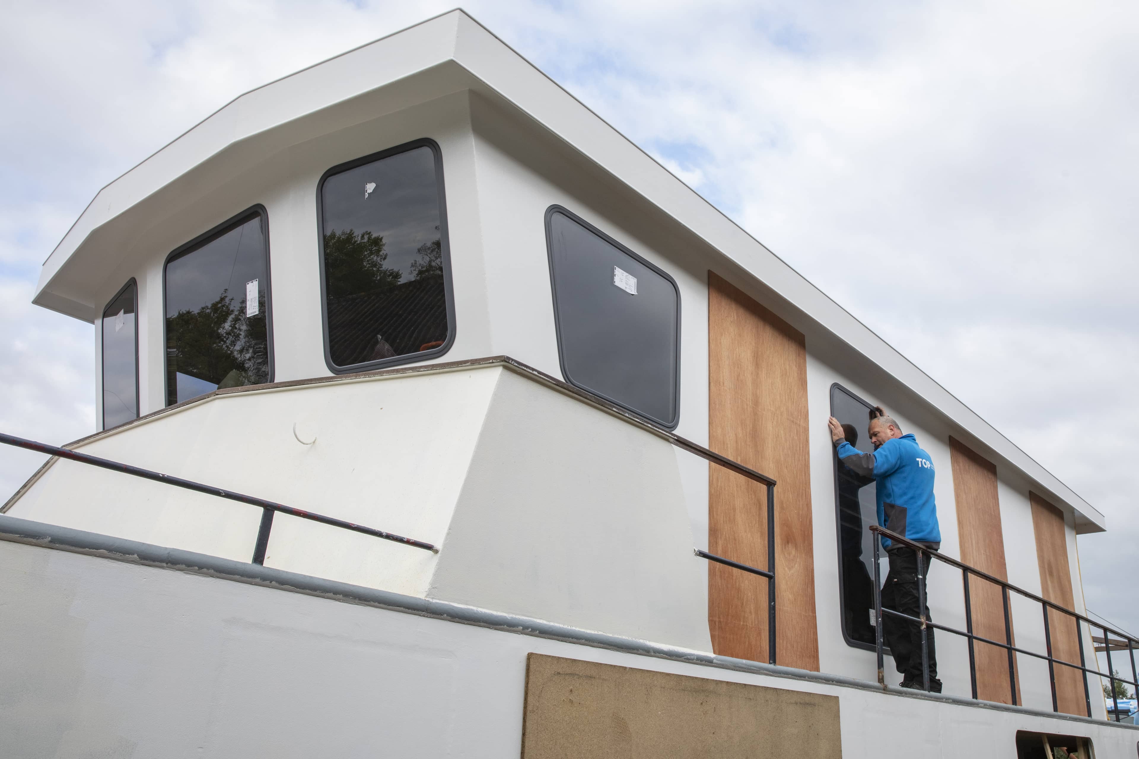 Windows on board a houseboat